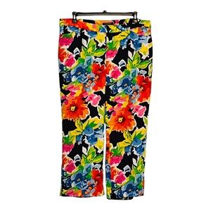 RALPH LAUREN COLORFUL FLORAL WIDE LEG PANTS BRIGHT WOMEN'S SIZE 14W